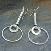 Unusual Hammered Circle Dangle Earrings